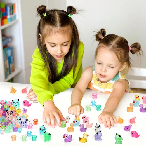 Miniatura 7 de Mini Patos de Resina Luminosos Animales Pequeños que Brillan en la Oscuridad Pato Panda Delfín Hongo 4 Juegos de Combinación para Jardín Micro