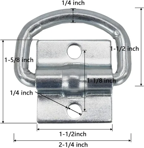 Miniatura 2 de Anclaje de amarre con anilla en D, anillo en D atornillado/anillo de amarre de montaje en superficie, 4 unidades 1