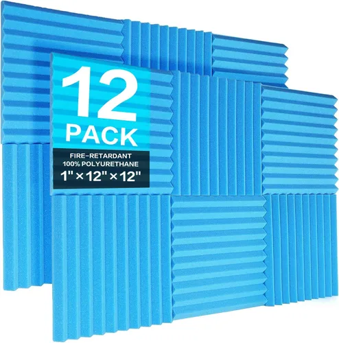 Miniatura 12 de JBER - Paquete de 12 paneles acústicos de espuma para pared de estudio, acolchonados, insonorizados, ignífugos, de 1 x 12 x 12 pulgadas Negro No