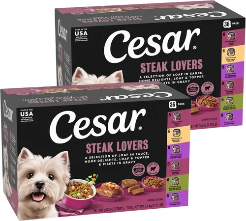 Miniatura 19 de Cesar Classic Loaf in Sauce - Alimento húmedo para perros adultos, para amantes de las aves de corral, paquete variado con pollo real, pavo o pato