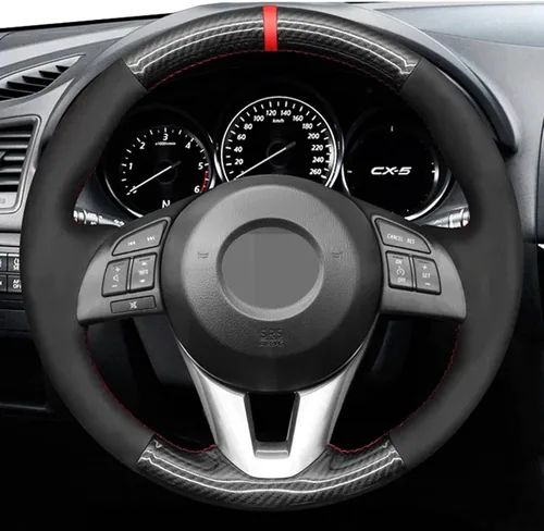 Miniatura 7 de BORATO Cubierta de volante de gamuza para coche, para Mazda 3 Axela Mazda 6 Atenza Mazda 2 CX-3 CX3 CX-5 CX5 Scion iA