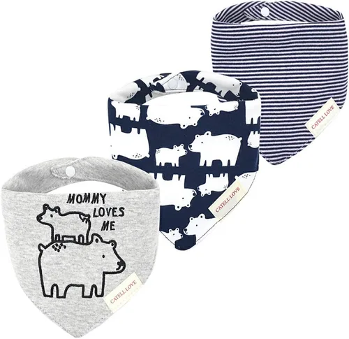 Miniatura 18 de JN&LULU Paquete de 3 baberos de bebé recién nacido, bandana, baberos para babear, de algodón, regalos para bebés