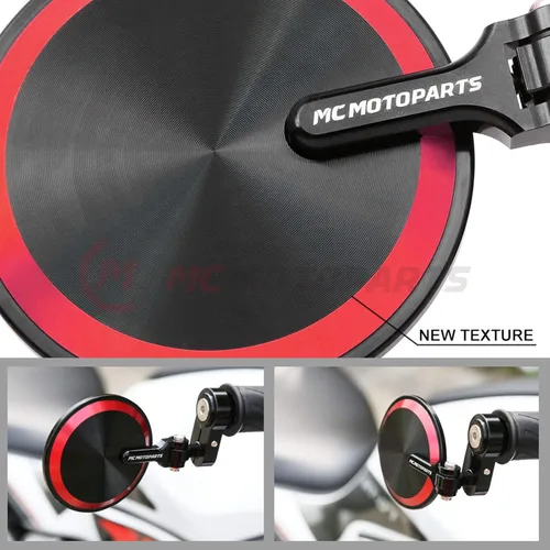 Miniatura 3 de MC Motoparts Espejos de barra CNC Red Reborn compatibles con Z650 Z1000 Z900 Z900rs Z300 Ninja 400 2019 ER6F Z800