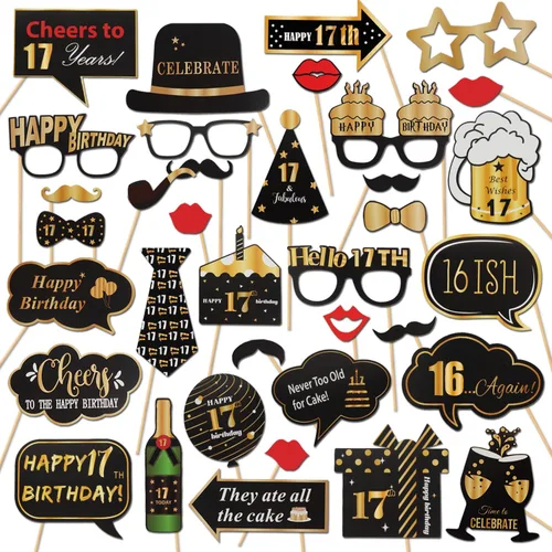 Miniatura 27 de LINGTEER Accesorios para fotomatón de fiesta de cumpleaños feliz 20, saludos a cumpleaños 20, accesorios de decoración para fiesta de cumpleaños