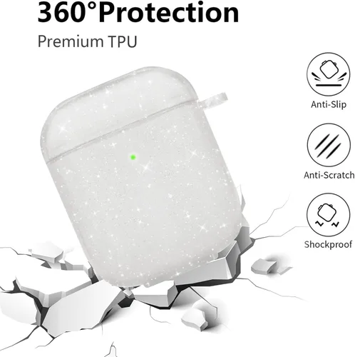 Miniatura 2 de Funda compatible con AirPods, funda de TPU suave para AirPods de 2 y 1 generación con bonito llavero de mariposa para niñas y mujeres