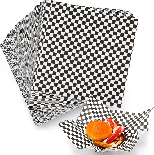 Miniatura 10 de Spakon 1000 hojas de papel encerado para alimentos de 12 x 12 pulgadas a cuadros encerados secos para envolver sándwich, revestimientos de cestas