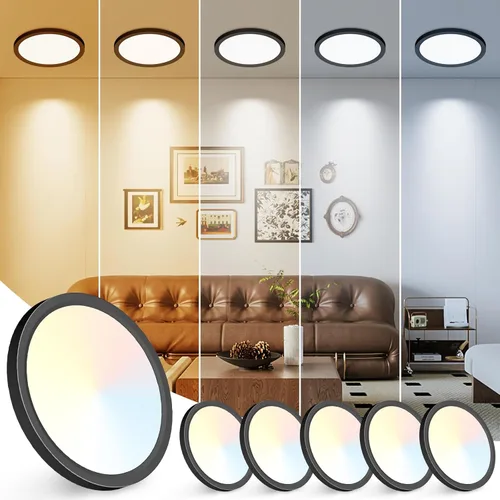 Miniatura 32 de Peasur - Lámpara de techo led de 18 cm, montaje empotrado ajustable, 3000 K/3500 K/4000 K/5000 K/6500 K, 1500 LM, 15 W, lámpara redonda blanca Blanco