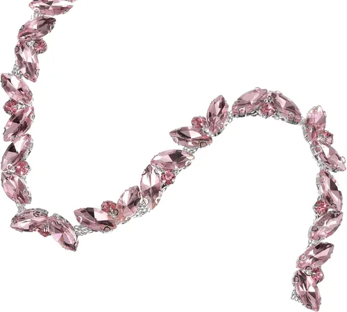 Miniatura 21 de uxcell Borde de cadena de diamantes de imitación de 1 yarda, aplique de cadena de cristal brillante de 0.394 pulgadas para costura, joyería