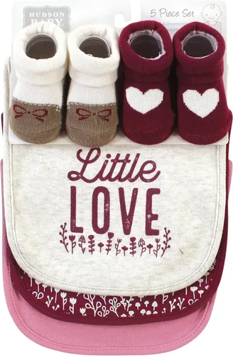 Miniatura 50 de Hudson Baby Conjunto de babero y calcetines unisex de algodón para bebé