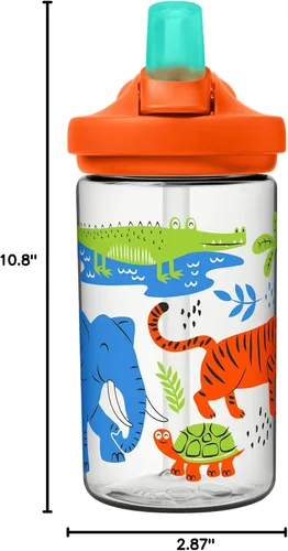 Miniatura 109 de CamelBak Eddy+ Kids Water Bottle with Bite Valve Straw, Leak‑Resistant Easy‑Sip Design for Everyday Hydration, 14oz Kids Animales de la selva