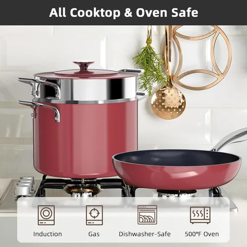 Miniatura 5 de Nuwave Lux - Juego de utensilios de cocina ligeros forjados de 13 piezas, sin PFAS, revestimiento de cerámica saludable G10 Duralon, ultra