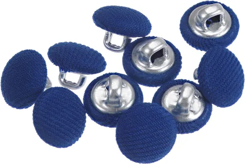 Miniatura 39 de HARFINGTON 10 botones de tela de 24L cubiertos de tela de 0.59 pulgadas, vástago de metal, botones de costura redondos para trajes, blusas de Azul