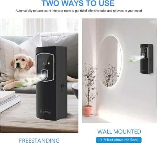 Miniatura 5 de SVAVO Dispensador automático de ambientador, montado en la pared/de pie, dispensador de aerosol automático programable para interiores, dormitorio