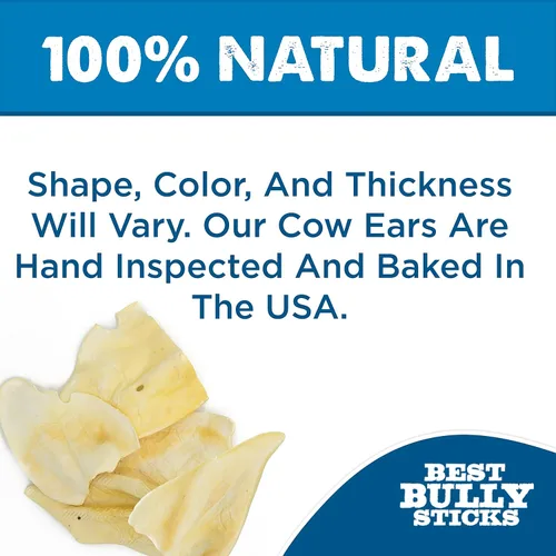 Miniatura 3 de Best Bully Sticks Orejas de vaca de corte grueso para perros, 12 unidades (paquete de 1), naturales, alimentadas con pasto, de corral libre, un solo