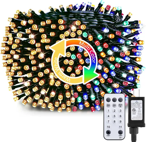 Miniatura 14 de Minetom Luces LED para árbol de Navidad de 50 pies, 1000 luces LED para exteriores, cuerda de petardos para exteriores, 12 modos, temporizador