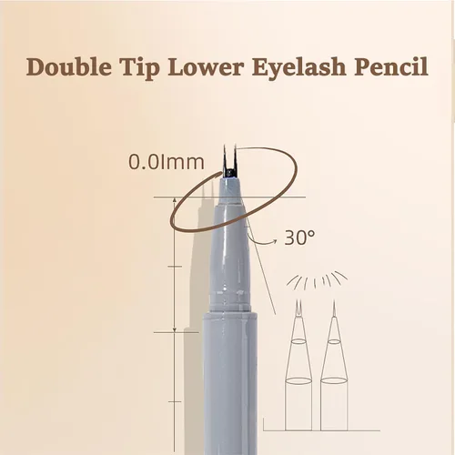 Miniatura 4 de 2 lápices de pestañas inferiores de doble punta, lápiz líquido natural para pestañas inferiores, delineador líquido impermeable de 0.000 in, doble