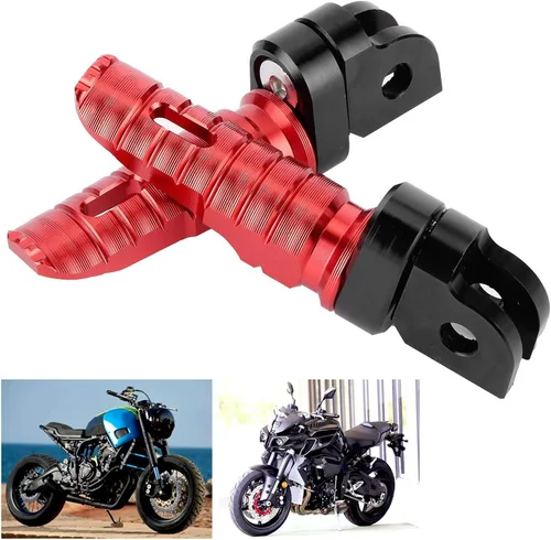 Miniatura 3 de Soportes de clavija de pie, reposapiés delantero izquierdo y derecho, pares para Yamaha MT‑03 MT‑25 MT‑07 MT‑09 R3 XJ6 (rojo)