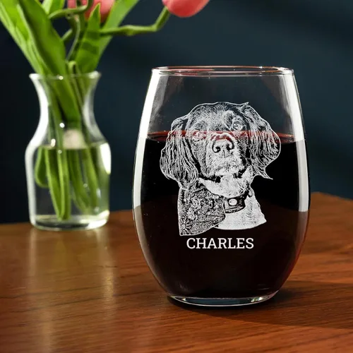 Miniatura 2 de Copa de vino sin tallo con foto de perro grabada personalizada, regalo personalizado para amantes de los perros, recuerdo conmemorativo de mascotas