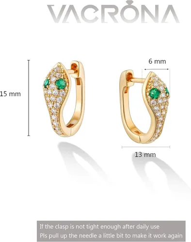 Miniatura 6 de VACRONA - Aretes tipo arracada de aro para mujer, chapados en oro de 14 quilates, diseño de Huggie