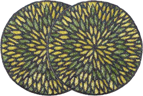 Miniatura 23 de 4 Piezas Manteles Individuales con Cuentas - Manteles de Mesa Redondos de Cuentas de Vidrio de 13 Pulgadas con Respaldo de Algodón - Elegantes