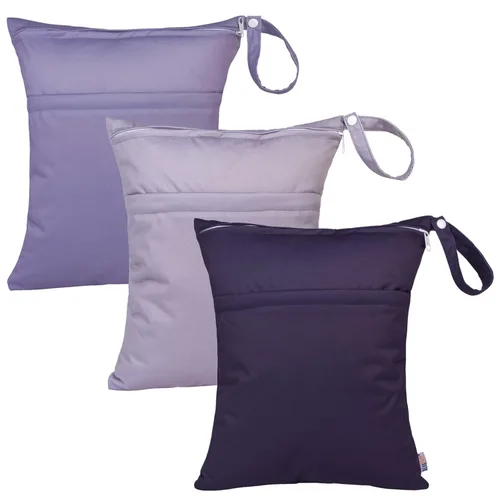 Miniatura 60 de ALVABABY 2 bolsas de pañales de tela para ropa húmeda, reutilizables con dos bolsillos con cremallera, para viajes, playa, piscina, guardería