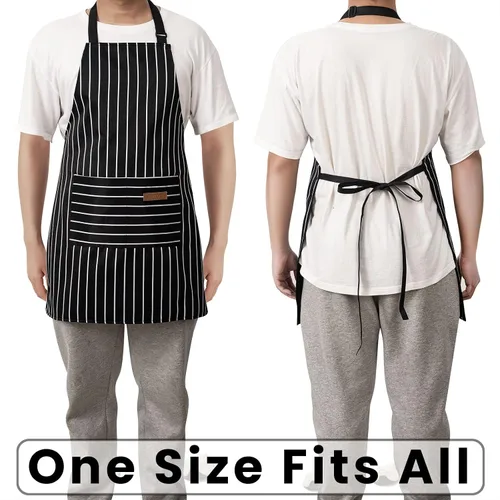 Miniatura 6 de BeLuyi - Paquete de 2 delantales ajustables con peto, delantales de chef para cocina, restaurante, con 2 bolsillos, delantales para mujeres