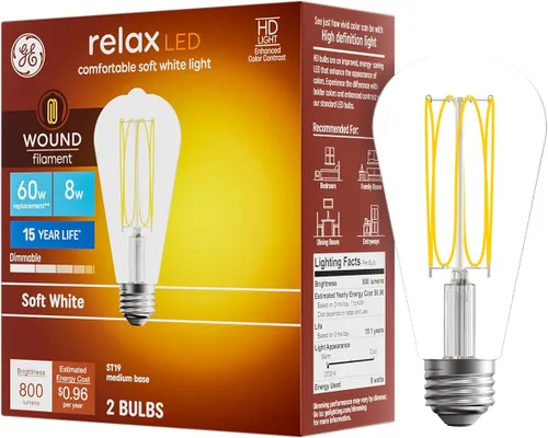 Miniatura 2 de GE Bombillas Relax HD Blanca Suave 60W ST19 (paquete de 2)