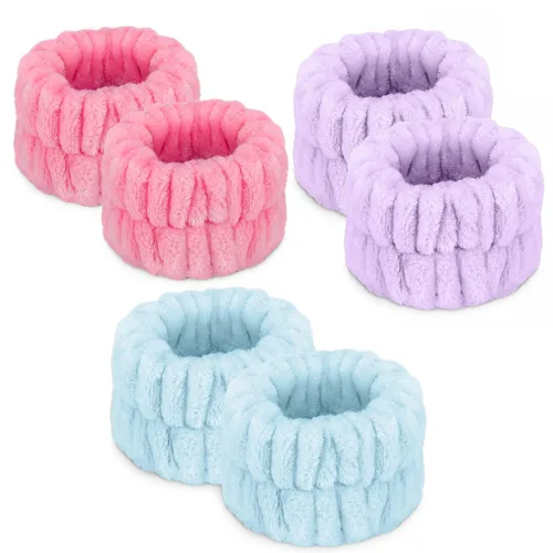 Bandas de toalla de microfibra para spa de muñeca - Muñequeras absorbentes para lavado facial para niñas para evitar que el agua se derrame por los