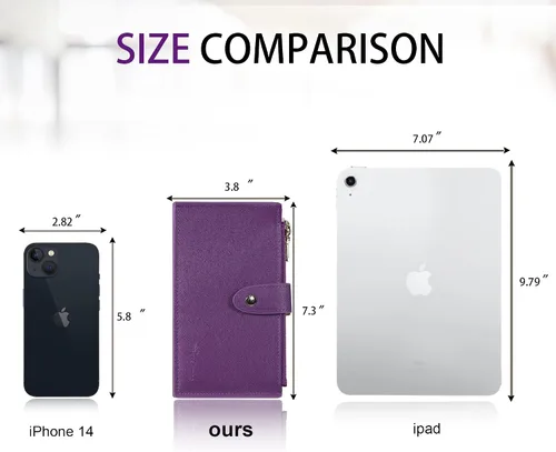 Miniatura 2 de Travelambo Cartera para mujer con bloqueo RFID y bolsillo con cremallera Cartera RFID