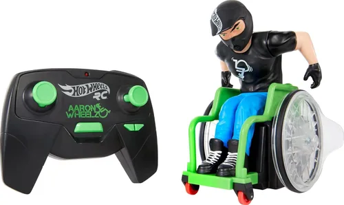 Miniatura 5 de Hot Wheels RC Aaron Wheelz Wheelie - Silla de ruedas con control remoto con figura de Aaron "Wheelz" Fotheringham de motocross