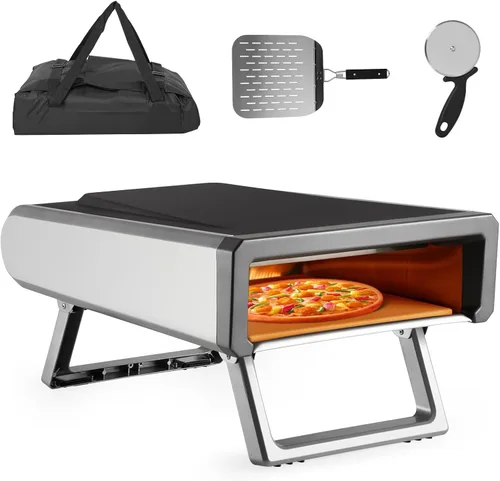 Horno de pizza de gas portátil de 12 pulgadas para cocinar al aire libre, precalentamiento rápido de 950 °F en 15 minutos, incluye piedra para pizza
