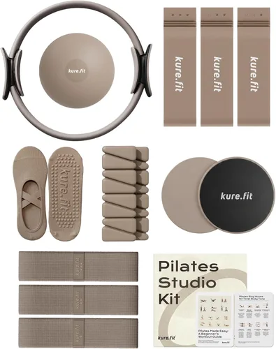 Miniatura 18 de Kit de pilates para mujer - Juego de equipo de pilates para el hogar con anillo, pelota y bandas de resistencia Kit de pilates con accesorios