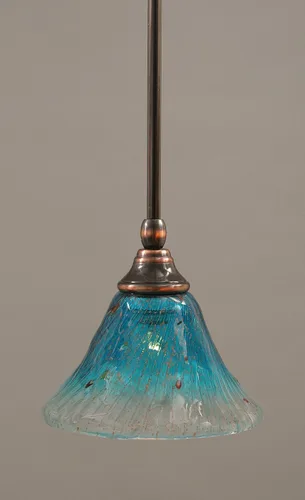Miniatura 33 de Toltec Lighting Tallo Colgado Mini colgante, acabado de cobre negro, 3.5" cuadrado humo burbuja vidrio