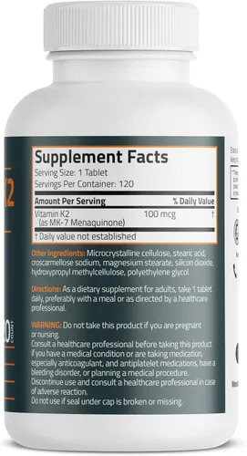 Miniatura 2 de Bronson Vitamina K2 MK-7 100 MCG, K2 como menaquinona MK7, soporte óseo sin OMG, 120 tabletas