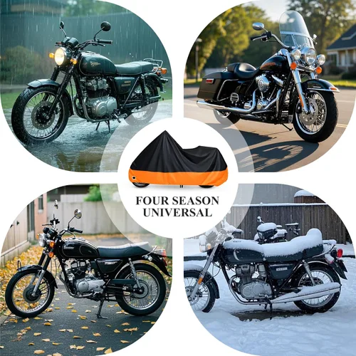 Miniatura 6 de XYZCTEM Cubierta para motocicleta para todo el año, negra, impermeable, para sol, se adapta hasta motores de 97" (Tamaño X y orificios de bloqueo)