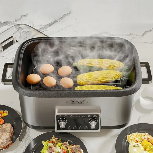 Miniatura 7 de Sunvivi Olla de cocción lenta de 8 cuartos de galón, horno asador, multi-cocción programable 12 en 1 con calentador de alimentos, temporizador