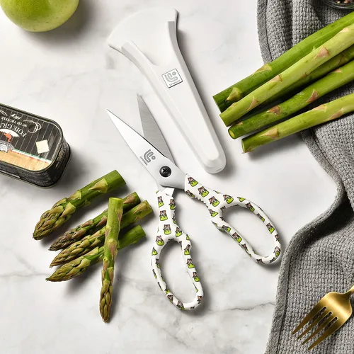 Miniatura 7 de Linoroso Tijeras de cocina resistentes con soporte magnético, hechas con acero japonés 4034, tijeras de cocina multipropósito ultra afiladas