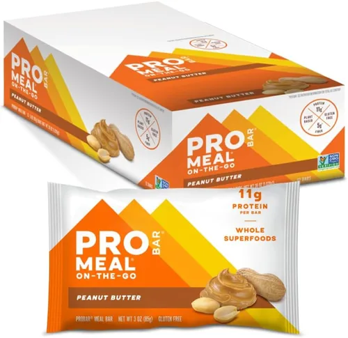 PROBAR - Barra de comida, mantequilla de maní, sin OGM, sin gluten, saludable, a base de plantas, ingredientes de alimentos integrales, energía