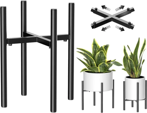 Soporte para plantas, soporte para plantas de interior ajustable para macetas de 8 a 12 pulgadas, soportes de metal para plantas de interior, Negro