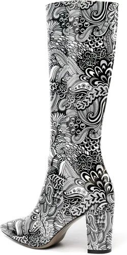 Miniatura 154 de AMBELIGHT Botas altas hasta la rodilla con cremallera y puntera puntiaguda para mujer, de patente sólida, tacón alto, 3.3 pulgadas