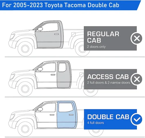 Miniatura 5 de Garvee Estribos para Toyota Tacoma 2005-2023 camioneta de doble cabina de 7 pulgadas de caída, textura fina, escalones laterales negros, barras Nerf