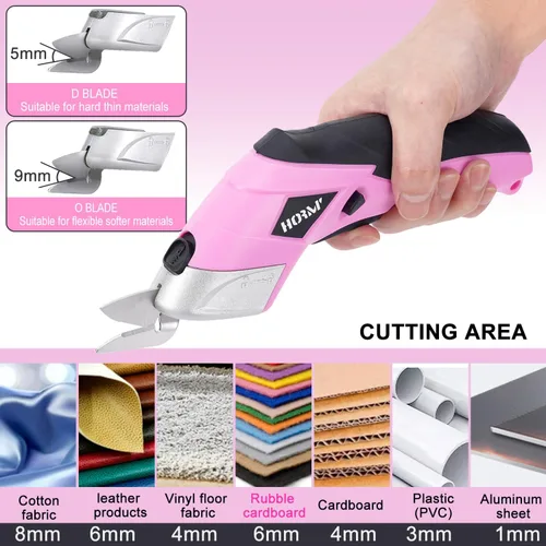 Miniatura 3 de Tijeras eléctricas inalámbricas, cortador de tela de 3.7 V, equipado con 2 cuchillas y 1 línea de carga, cortador de cartón eléctrico para telas
