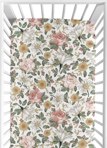 Miniatura 14 de Sweet Jojo Designs Sábanas bajeras para cuna (floral vintage de margaritas) para niñas, guardería infantil, habitación de niños pequeños