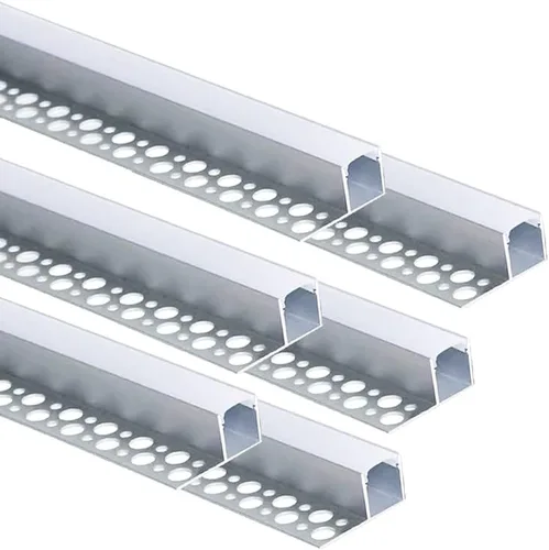 Besseto Canal LED para Empotrar en Yeso, Paquete de 6, 6.6 Pies/2 Metros, Canal de Aluminio para Tira LED de Borde Recortado de Azulejo, Perfil LED
