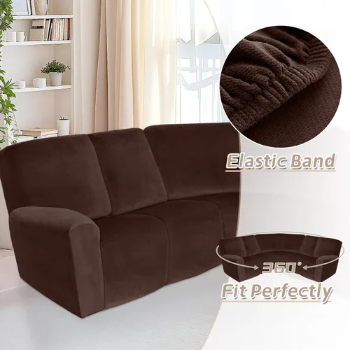 Miniatura 332 de Arfntevss Fundas de sofá seccional reclinable de terciopelo, Funda de sofá seccional de esquina para sofá reclinable, Funda elástica suave