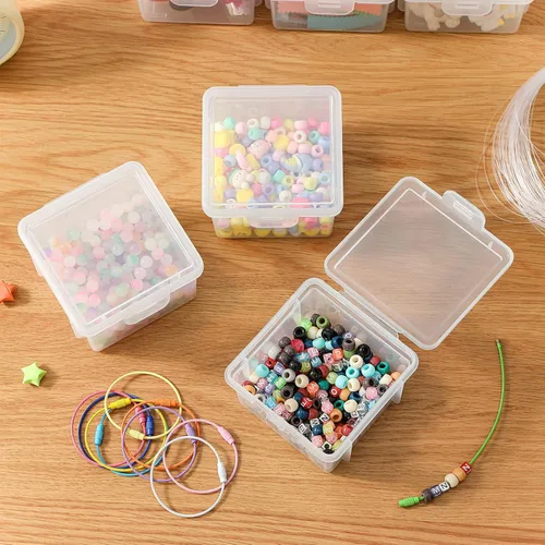 Miniatura 6 de Paquete de 10 cajas organizadoras de cuentas, pequeños recipientes de plástico transparente con tapas, almacenamiento de manualidades para cuentas