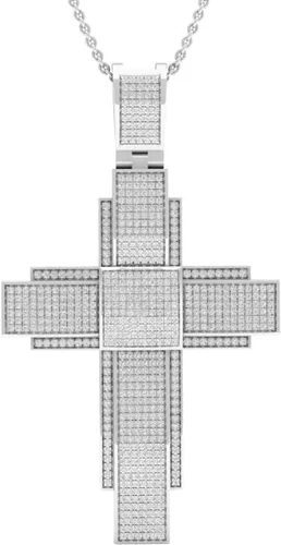 Dazzlingrock Collection Colgante de cruz religiosa Hip Hop con diamante blanco redondo de 1.00 quilates (ctw) para hombre, plata de ley, Diamante