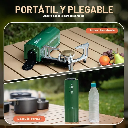 Miniatura 2 de BIG HORN OUTDOORS Estufa de campamento de butano, quemador de gas plegable portátil con bolsa de transporte para camping, uso de emergencia, cocina