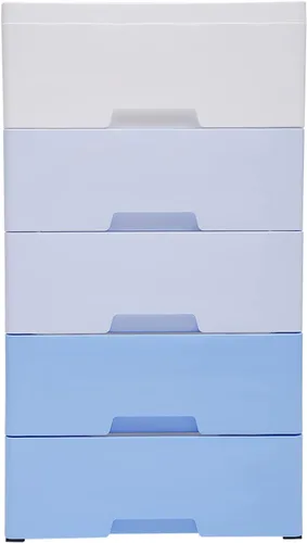 Miniatura 16 de Cajón de plástico de 5 capas para almacenamiento de ropa de bebé, cómoda de plástico con cajones, cómoda blanca y azul, cajón de ropa, pequeños