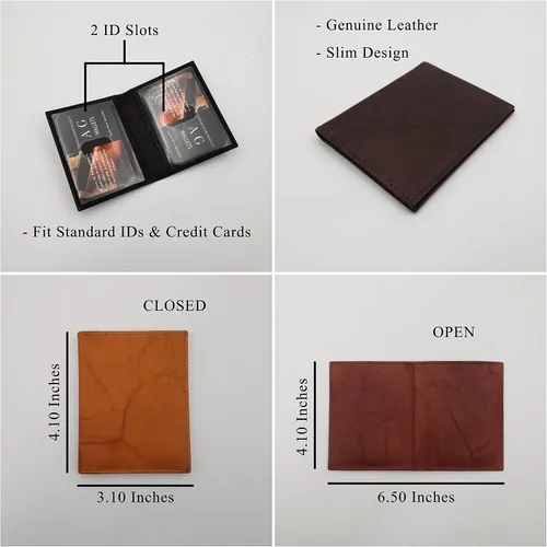 Miniatura 3 de AG Wallets Soporte de licencia plegable de cuero para 2 identificaciones, Negro -, Tarjetero e identificación